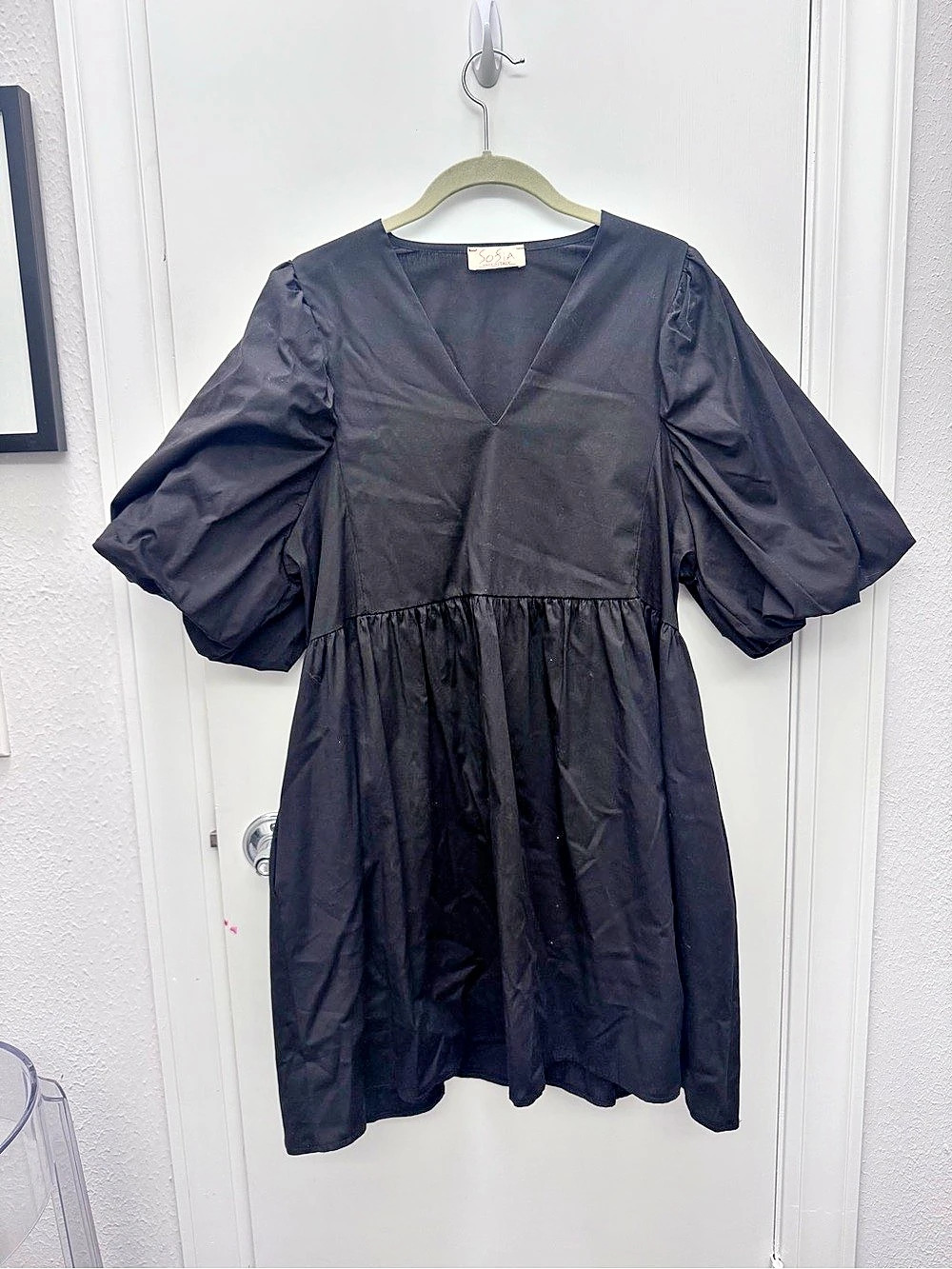 Sofia Black Puff Sleeve Mini Dress
